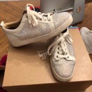 Christian Louboutin White Strass Shoes Mens EU 41.5